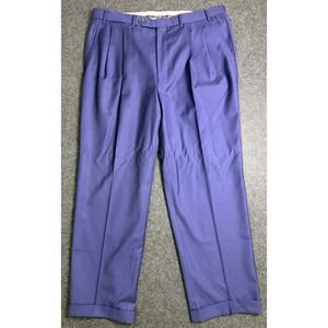 Canali Dress Pants Wool Mens 36x30 Blue Pleated Front Made In Italy Classic Fit